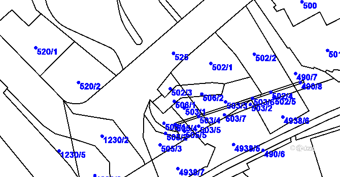 Parcela st. 502/3 v KÚ Frýdlant, Katastrální mapa