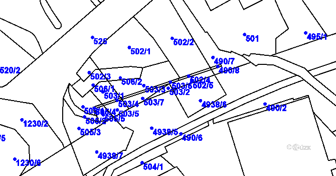 Parcela st. 503/2 v KÚ Frýdlant, Katastrální mapa
