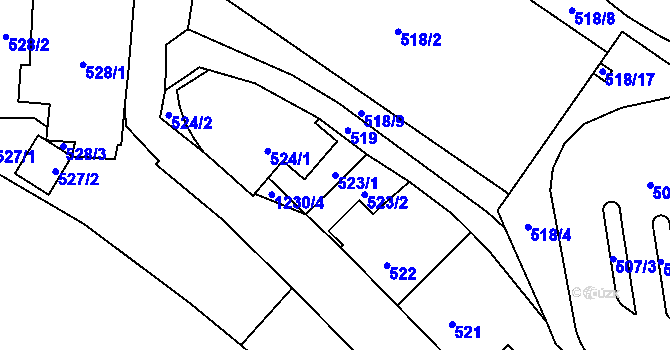 Parcela st. 523/1 v KÚ Frýdlant, Katastrální mapa