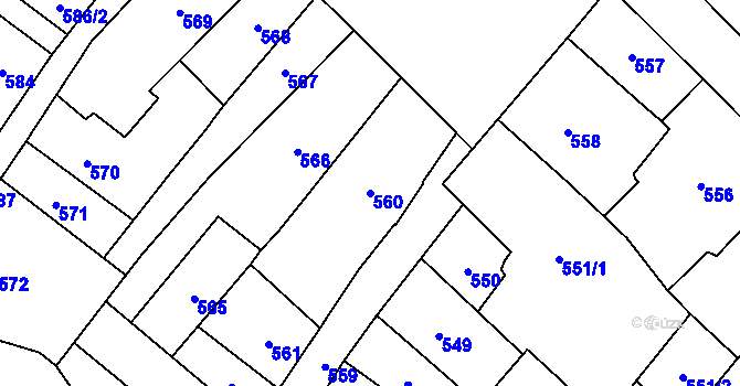Parcela st. 560 v KÚ Frýdlant, Katastrální mapa