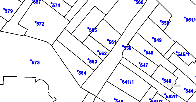 Parcela st. 562 v KÚ Frýdlant, Katastrální mapa