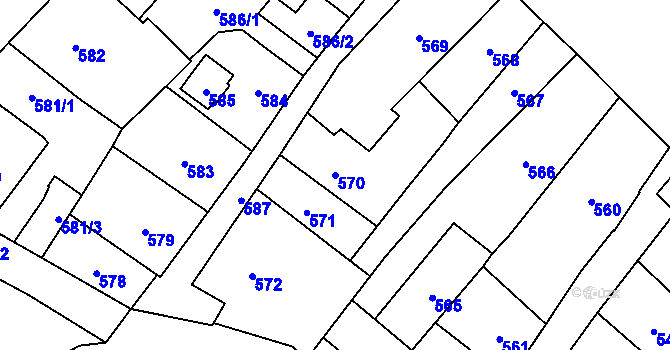 Parcela st. 570 v KÚ Frýdlant, Katastrální mapa