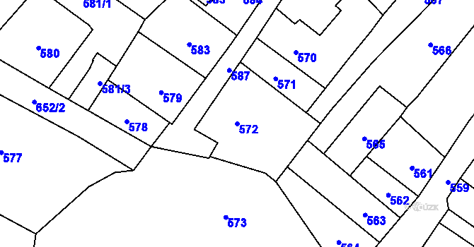 Parcela st. 572 v KÚ Frýdlant, Katastrální mapa