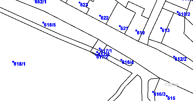 Parcela st. 617 v KÚ Frýdlant, Katastrální mapa