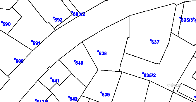 Parcela st. 638 v KÚ Frýdlant, Katastrální mapa