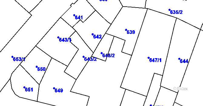 Parcela st. 648/2 v KÚ Frýdlant, Katastrální mapa
