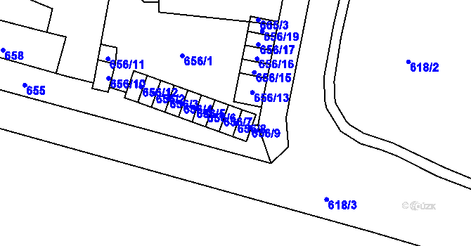 Parcela st. 656/8 v KÚ Frýdlant, Katastrální mapa
