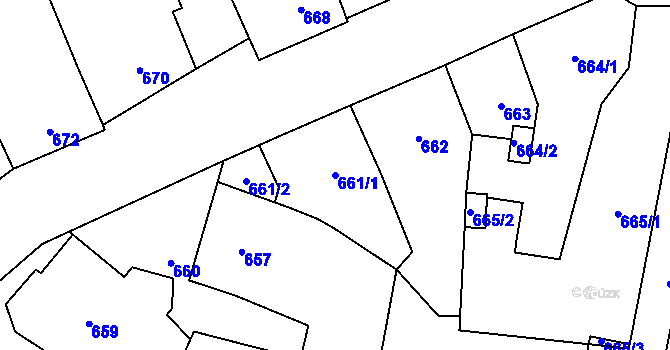 Parcela st. 661/1 v KÚ Frýdlant, Katastrální mapa