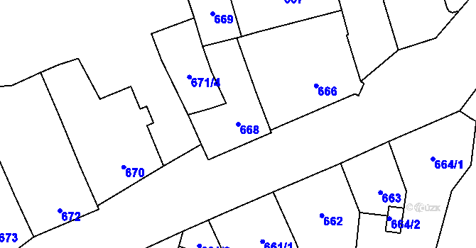 Parcela st. 668 v KÚ Frýdlant, Katastrální mapa