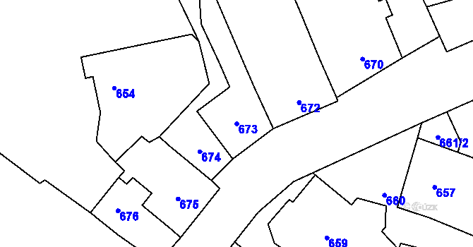 Parcela st. 673 v KÚ Frýdlant, Katastrální mapa