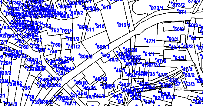 Parcela st. 681 v KÚ Frýdlant, Katastrální mapa