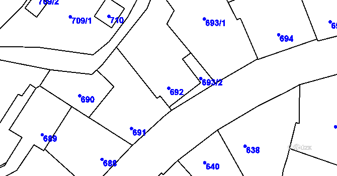 Parcela st. 692 v KÚ Frýdlant, Katastrální mapa
