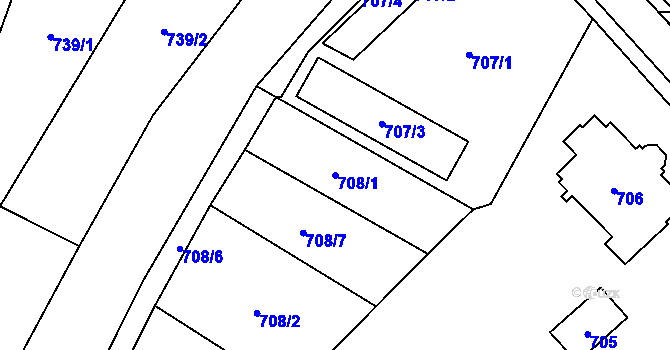 Parcela st. 708/1 v KÚ Frýdlant, Katastrální mapa