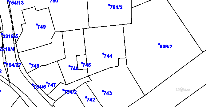 Parcela st. 744 v KÚ Frýdlant, Katastrální mapa
