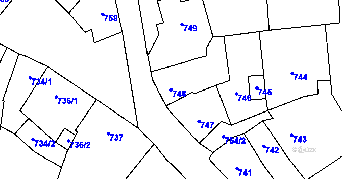 Parcela st. 748 v KÚ Frýdlant, Katastrální mapa