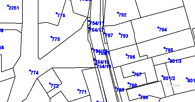 Parcela st. 754/1 v KÚ Frýdlant, Katastrální mapa