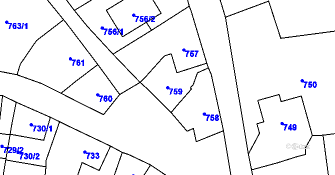 Parcela st. 759 v KÚ Frýdlant, Katastrální mapa