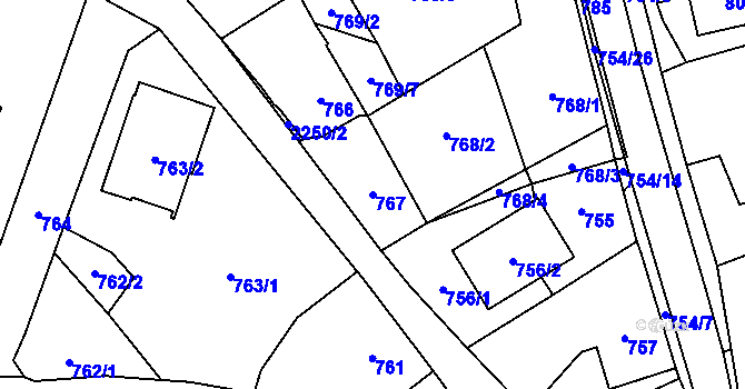 Parcela st. 767 v KÚ Frýdlant, Katastrální mapa