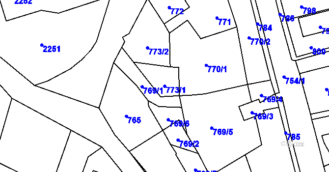 Parcela st. 773/1 v KÚ Frýdlant, Katastrální mapa