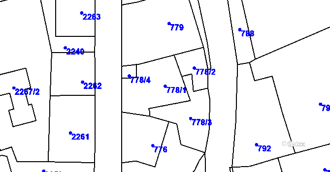 Parcela st. 778/1 v KÚ Frýdlant, Katastrální mapa
