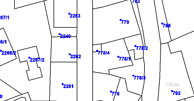 Parcela st. 778/4 v KÚ Frýdlant, Katastrální mapa