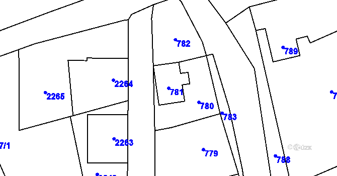 Parcela st. 781 v KÚ Frýdlant, Katastrální mapa