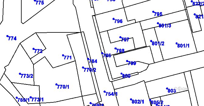 Parcela st. 786 v KÚ Frýdlant, Katastrální mapa