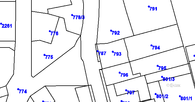 Parcela st. 787 v KÚ Frýdlant, Katastrální mapa
