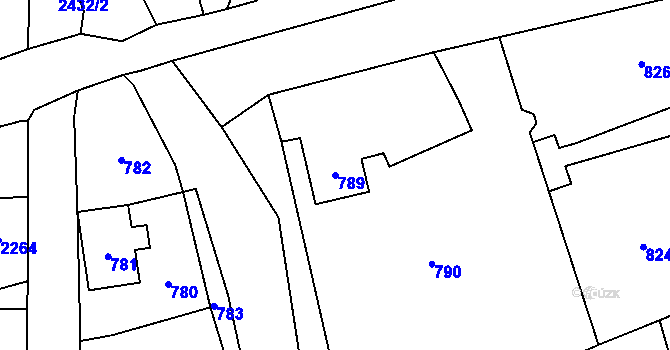 Parcela st. 789 v KÚ Frýdlant, Katastrální mapa