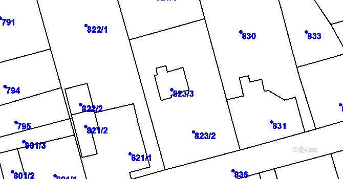 Parcela st. 823/3 v KÚ Frýdlant, Katastrální mapa