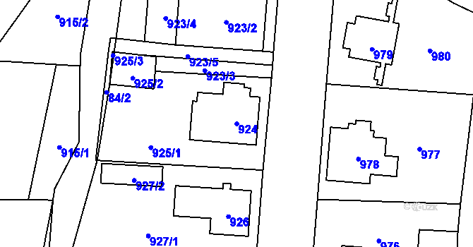 Parcela st. 924 v KÚ Frýdlant, Katastrální mapa