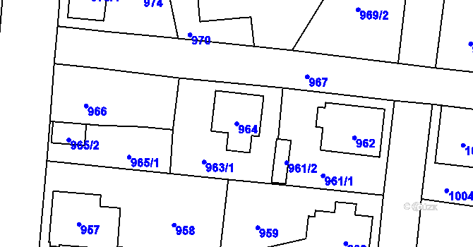 Parcela st. 964 v KÚ Frýdlant, Katastrální mapa