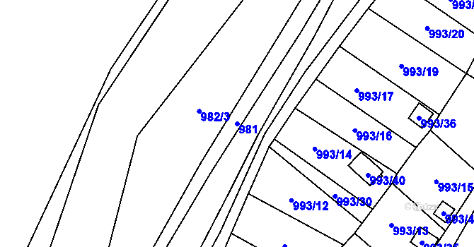Parcela st. 981 v KÚ Frýdlant, Katastrální mapa