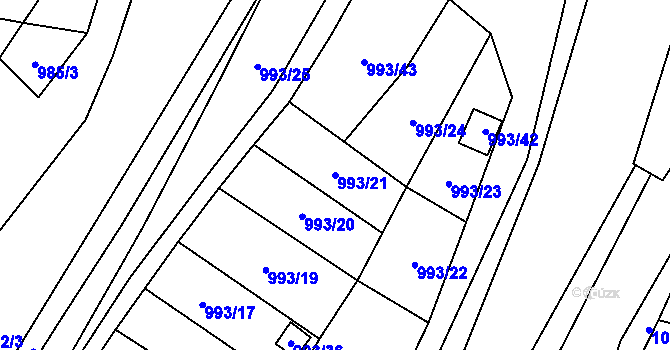 Parcela st. 993/21 v KÚ Frýdlant, Katastrální mapa