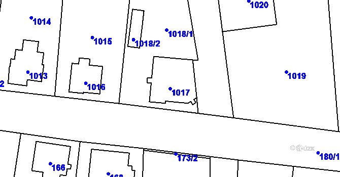 Parcela st. 1017 v KÚ Frýdlant, Katastrální mapa