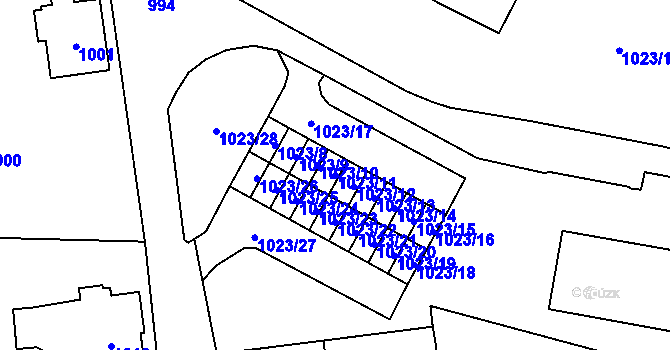 Parcela st. 1023/11 v KÚ Frýdlant, Katastrální mapa