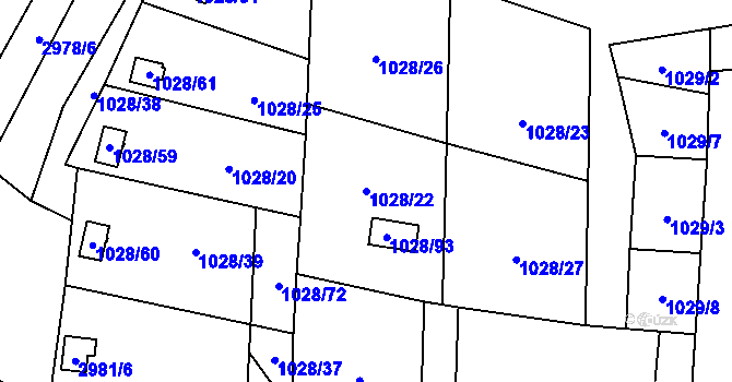 Parcela st. 1028/22 v KÚ Frýdlant, Katastrální mapa