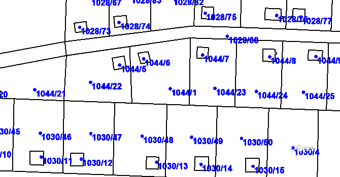 Parcela st. 1044/1 v KÚ Frýdlant, Katastrální mapa