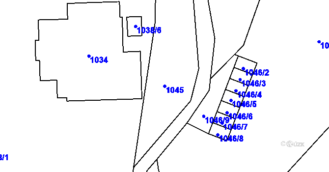 Parcela st. 1045 v KÚ Frýdlant, Katastrální mapa