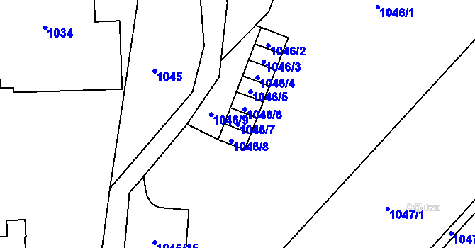 Parcela st. 1046/7 v KÚ Frýdlant, Katastrální mapa