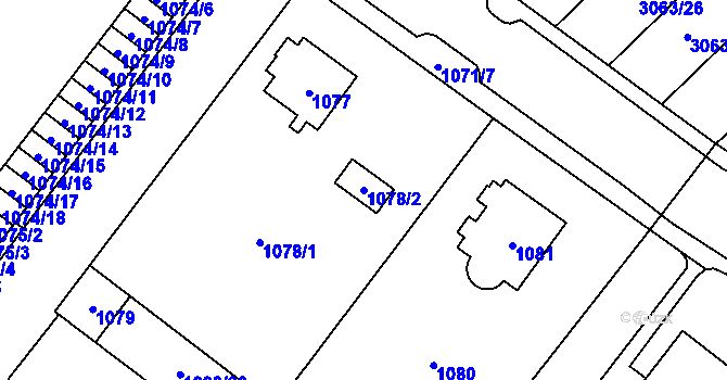 Parcela st. 1078/2 v KÚ Frýdlant, Katastrální mapa