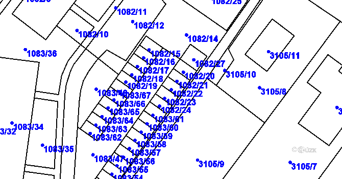 Parcela st. 1082/22 v KÚ Frýdlant, Katastrální mapa