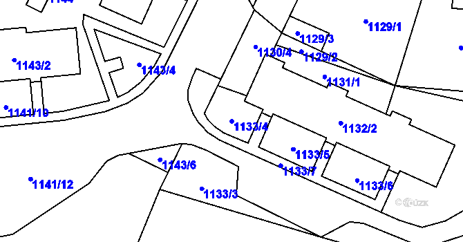 Parcela st. 1133/4 v KÚ Frýdlant, Katastrální mapa