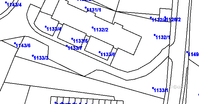 Parcela st. 1133/6 v KÚ Frýdlant, Katastrální mapa