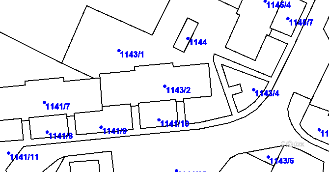 Parcela st. 1143/2 v KÚ Frýdlant, Katastrální mapa