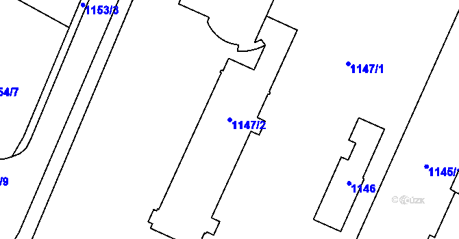 Parcela st. 1147/2 v KÚ Frýdlant, Katastrální mapa