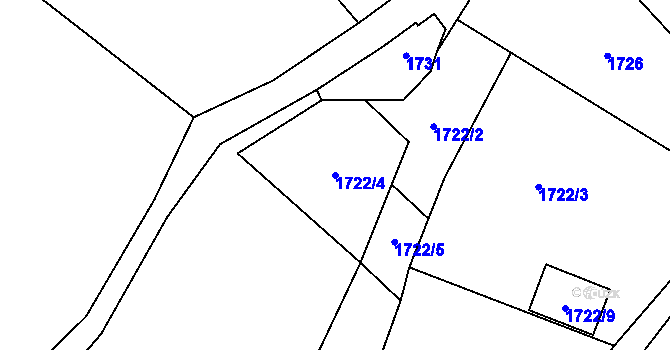 Parcela st. 1722/4 v KÚ Frýdlant, Katastrální mapa