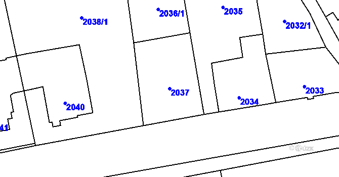 Parcela st. 2037 v KÚ Frýdlant, Katastrální mapa