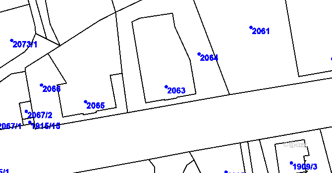 Parcela st. 2063 v KÚ Frýdlant, Katastrální mapa