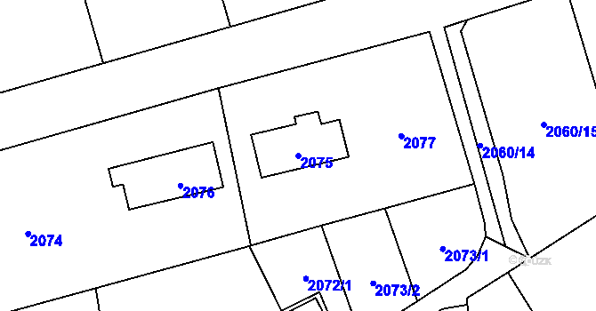 Parcela st. 2075 v KÚ Frýdlant, Katastrální mapa